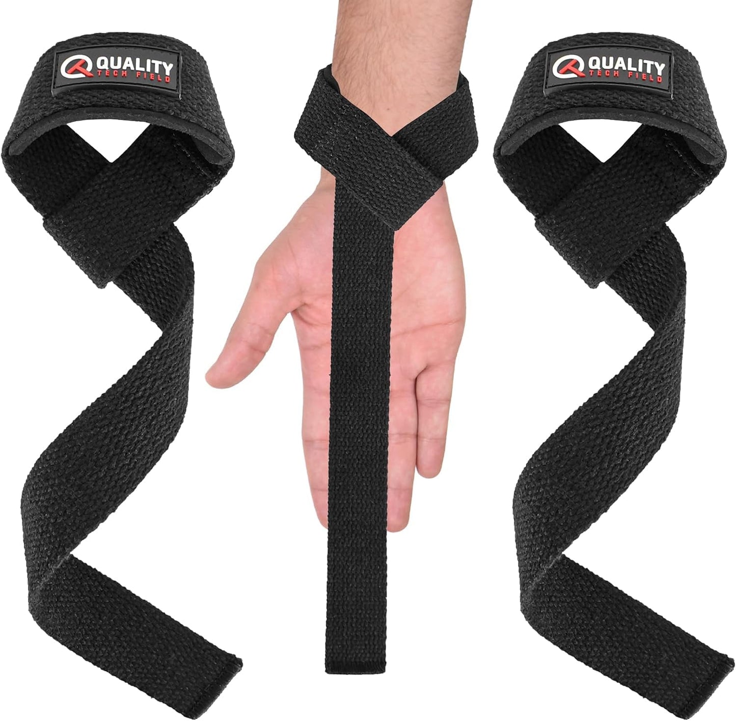 Generic Wrist Straps for Weightlifting Bodybuilding Strength Training & Deadlifts - Anti-Slip Lifting Straps with Cushioned Wrist (Plain Black)