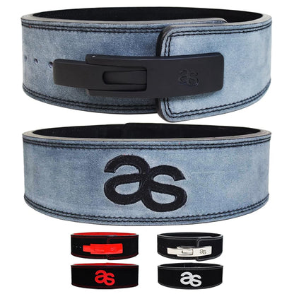 Premium Lever Buckle Powerlifting Belt Genuine Leather 13mm Thick 4" Wide Unisex Belt for Gym Lower Back Support for Gym Workouts Deadlifts Squats Heavy Weightlifting (Gray X-Large)